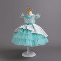 European and american new style girls' flower girl princess dress, airplane sleeve wedding dress, model runway evening gown, kids' dress