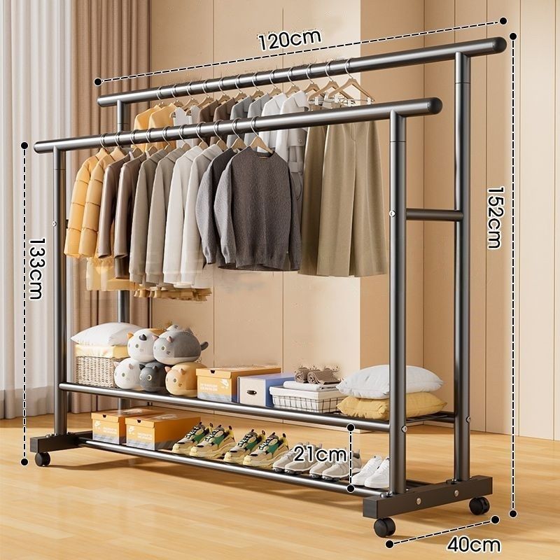 Simple coat rack, movable clothes drying rack, floor-standing indoor room, multi-functional clothes rack, accessible luxuryfor home bedroom