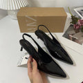 Za summer new women's shoes 2024 brown french chic open-back high heel mules low-mid heel pointed toe sandals