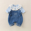 Autumn denim overalls new arrival one-piece girlsuit baby style overalls k-styletwo-piece setautumsuit