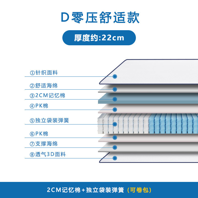 Blue Roll Bag Box Memory Cotton Simmons Mattress Independent Spring Compression Household Latex Disassembly Hotel Brand