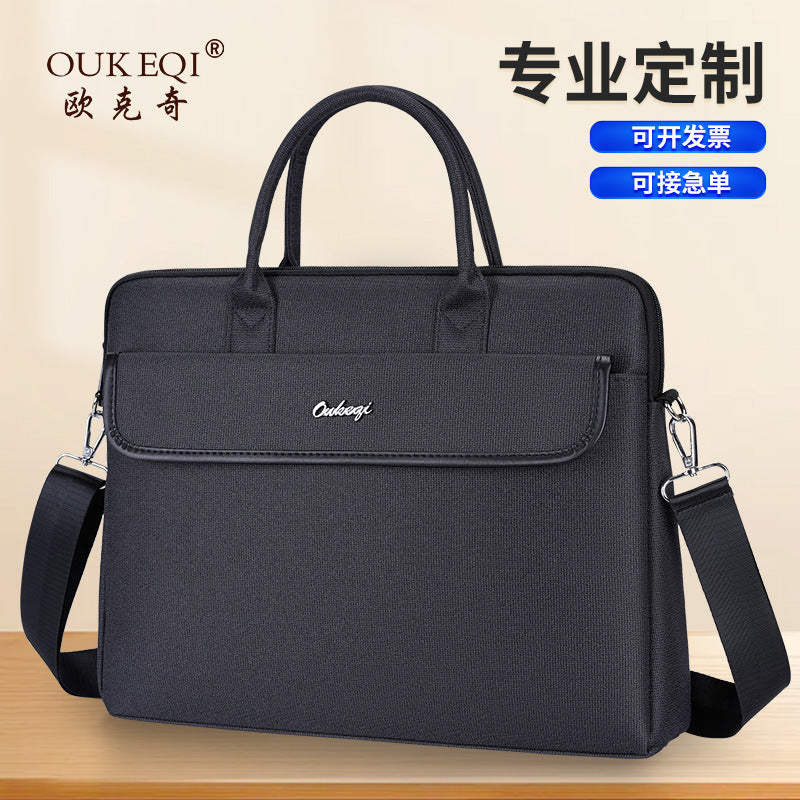 Large capacity men's tote bag document bag shoulder strap business file waterproof briefcase canvas briefcase portfolio