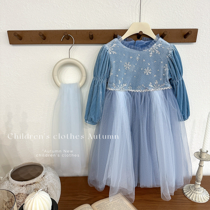 Girls' princess dress -  spring/autumn collection - elsa birthday dress - children's formal gown - tutu dress - elsa mesh dress