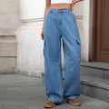 European and american cross-border e-commerce new women's straight-leg jeans,  autumn collection, loose fit, slimming blue denim trousers, casual style