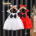 summer new girls' princess dress - stylish children's formal dress, polka dot sundress with hair clip