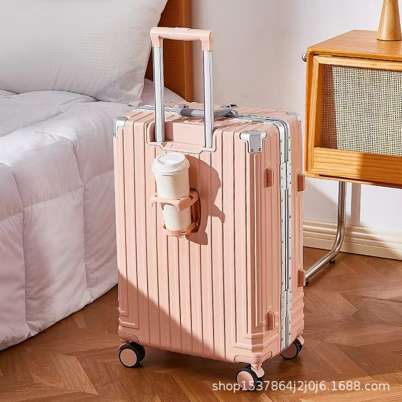 New multi-functional aluminum frame trolley case, men's and women's small fresh suitcase, large capacity universal wheel password boarding case