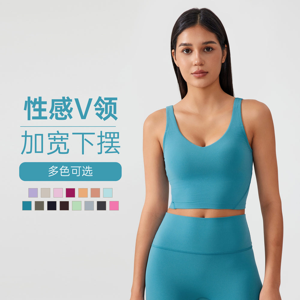 Fixed breast pad vest style sports bra naked shaping yoga intimatesu-shaped back fitness topsag001