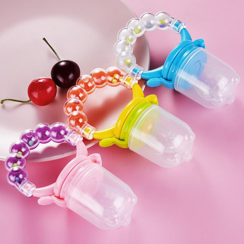 English card baby bite music silicone mesh bag pacifier bell sound fruit and vegetable music fruit food supplement device