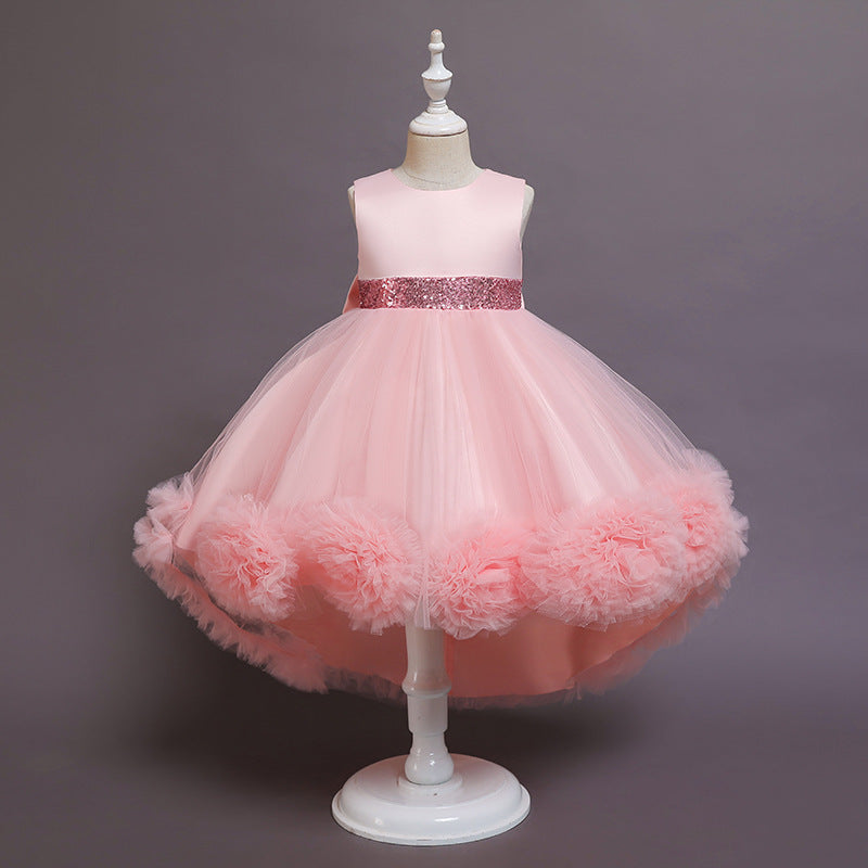 in stockkids dress ball flower tail wedding dress princess dress piano performance dress female baby dress