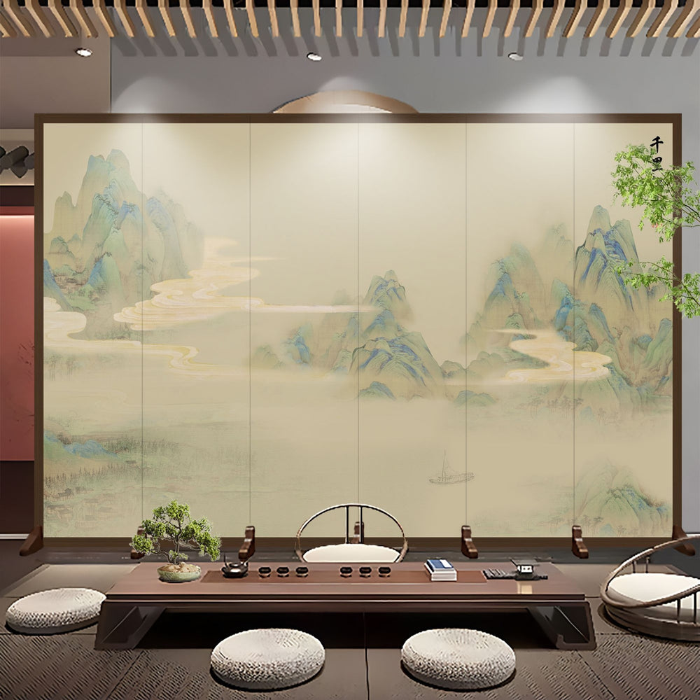 Screen partition landscape ink simple foldablemovable entrance facing the door living room baffle partition screen