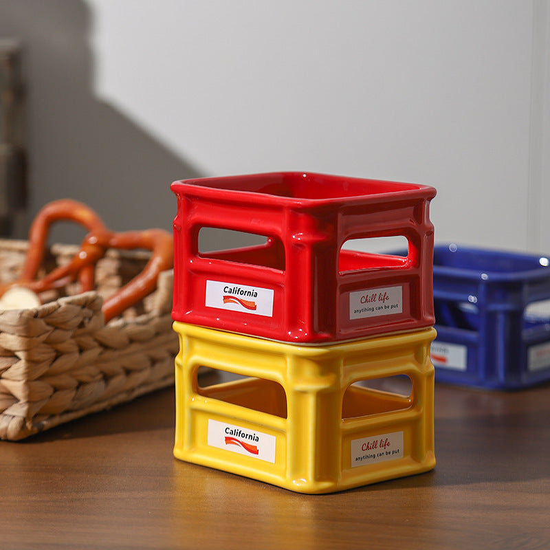 陶瓷薯条碗高颜值网红爆米花零食碗创意小吃筐家用水果碗造型碗篮