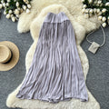 K-style high waist pleated draped skirt women's spring summer a-line large hem work clothingelegant long skirt gentle multi-color