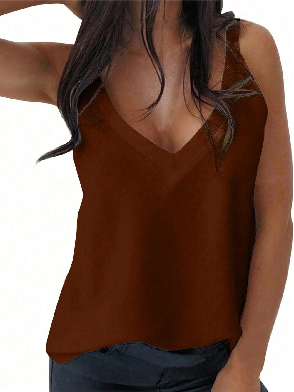 Amazon fashion cross-border women's v neck camisole elegantslimming lookoutwear loose camisole
