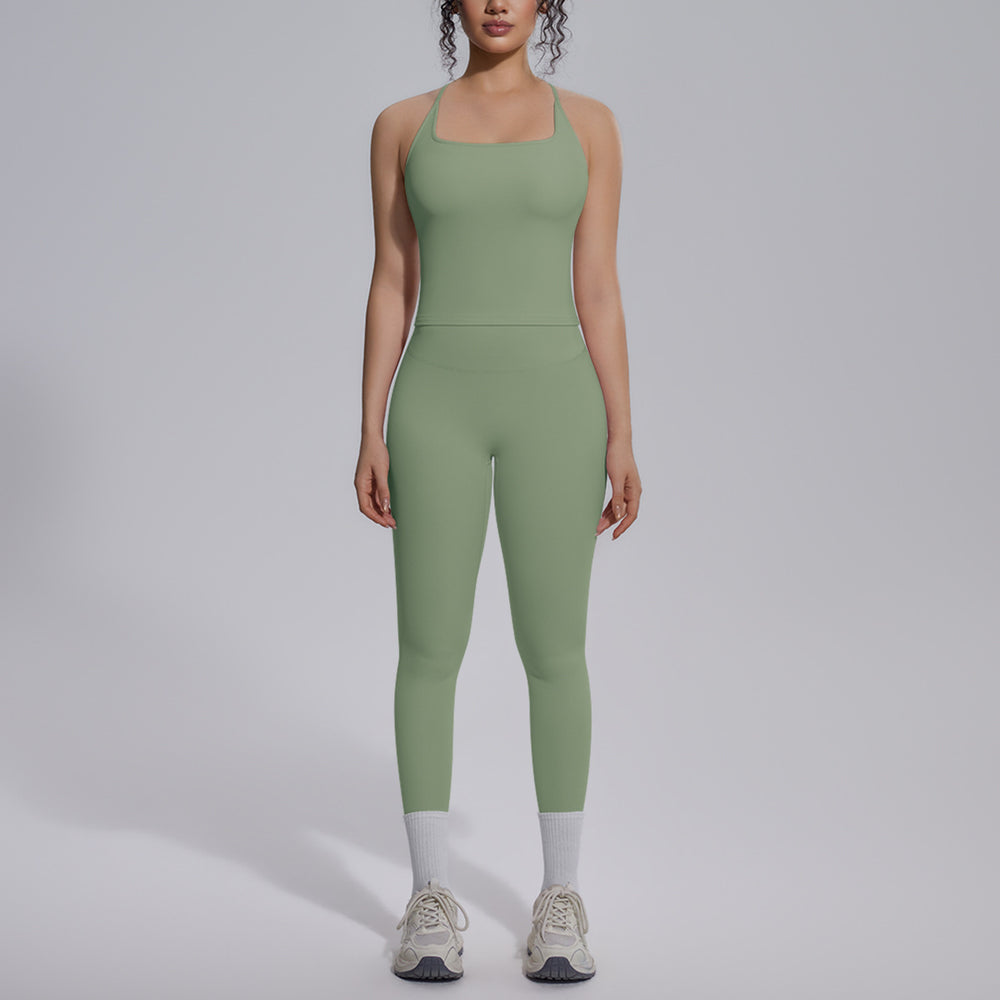 new arrival nude tight-fitting yoga clothes high waist hip lift quick-drying sports beautiful back outdoor running fitness clothes suit