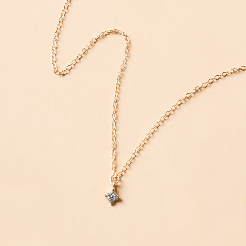 Wholesale diamond-encrusted choker necklace - european & american cross-border jewelry, minimalist versatile alloy flower pendant necklace for women, sweater chain