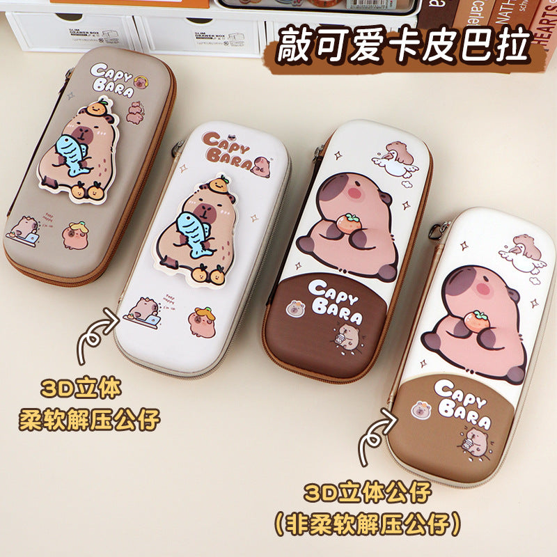 Kapibara ins wind niche pencil bag large capacity dirt-resistant primary school students high-value stationery box  stationery bag