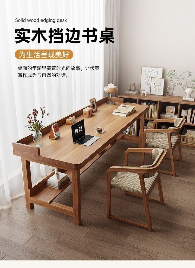 Here are a few options, depending on the specific nuance you want to convey:  **option 1 (focus on functionality):**  "wall-mounted study desk, home student writing desk, minimalist modern office study solid wood double desk"  **option 2 (more descriptive