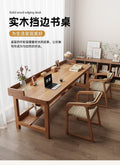 Here are a few options, depending on the specific nuance you want to convey:  **option 1 (focus on functionality):**  "wall-mounted study desk, home student writing desk, minimalist modern office study solid wood double desk"  **option 2 (more descriptive