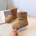 Girls' vintage suede martin boots western cowboy boots  autumn/winter new children's fashion ruched ankle boots