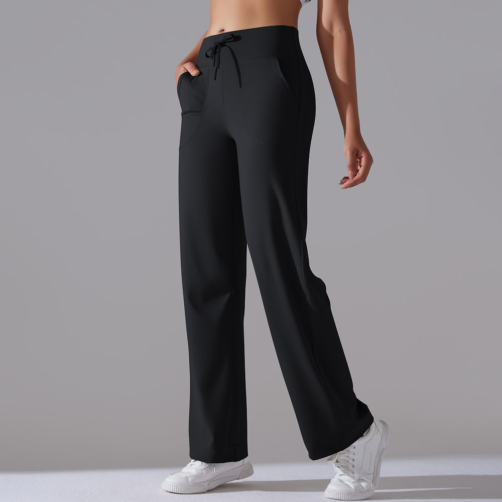 Naked new waistband drawstring loose pants high waist body shaping yoga clothes large flap pocket pants on both sides sports wear fitness pants