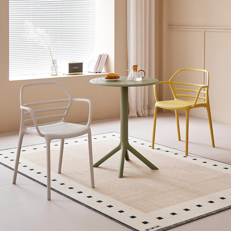 Modern casualthickened plastic cut out dining chair outdoor milk tea shop backrest armrest negotiation chair stackable stool