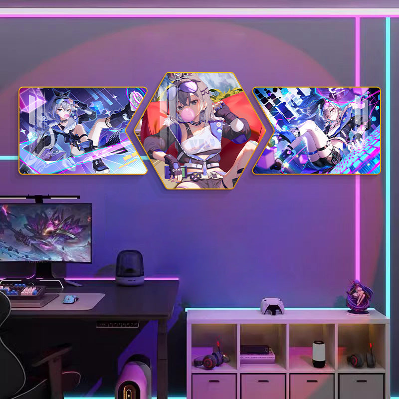 Collapse iron star dome railway decorative painting e-sports hotel room background wall arrangement mural bedroom bedside game hanging painting