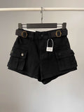 American retroworkwear hot girl hot pants denim shorts women's new arrival summer high waistloose pantspetitesstraight-leg pants
