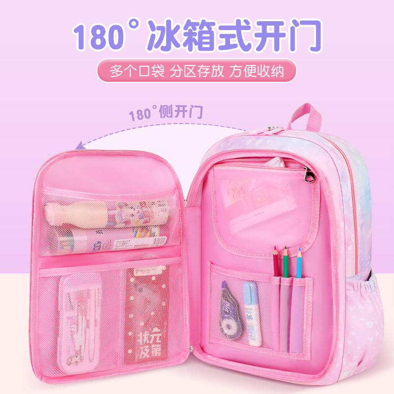 foreign trade kids backpack customized rainbow cute backpack spine protection and burden reduction primary school student schoolbag lightweight