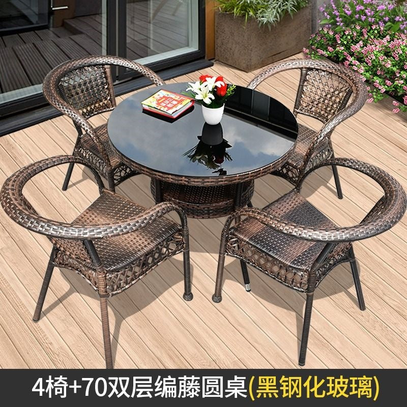 Three-piece rattan chair set casual tea table courtyard rattan outdoor table and chairs balcony tea table and chairs balcony casual table and chairs