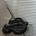 8cm thick sole wedge flip flops women's summer outwear thick sole stomping on shit feeling 2025 new summer sandals