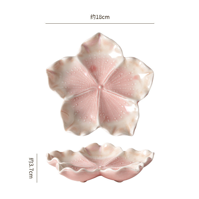 Insstylish five-pointed petal ceramic plate entrance jewelry display tray internet celebrity props storage plate