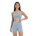 High-intensity yoga shorts set: shockproof sports bra with high-waisted, butt-lifting, no-t-back yoga shorts for women