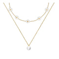 Stylishniche styleclassy petal clavicle chain small fragrant copper plated flower pearl double layer necklace for women