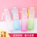 Custom frosted glass tumbler - gradient rainbow, portable water bottle, travel mug, gift cup with custom logo printing