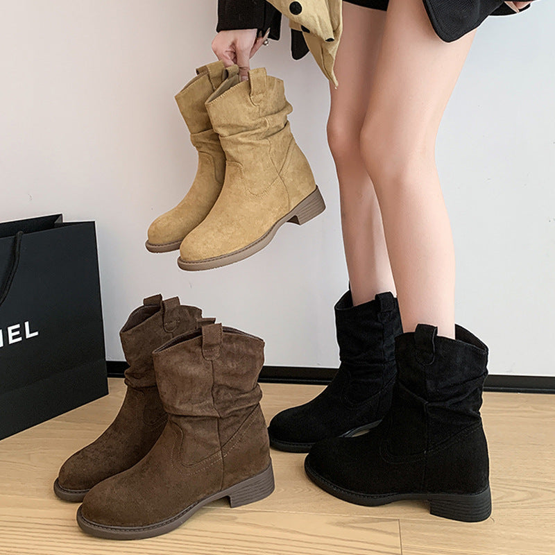 Birkenstock short boots for women 2026 new autumn winterthick sole heightening western boots maillard knee socks pile boots for women