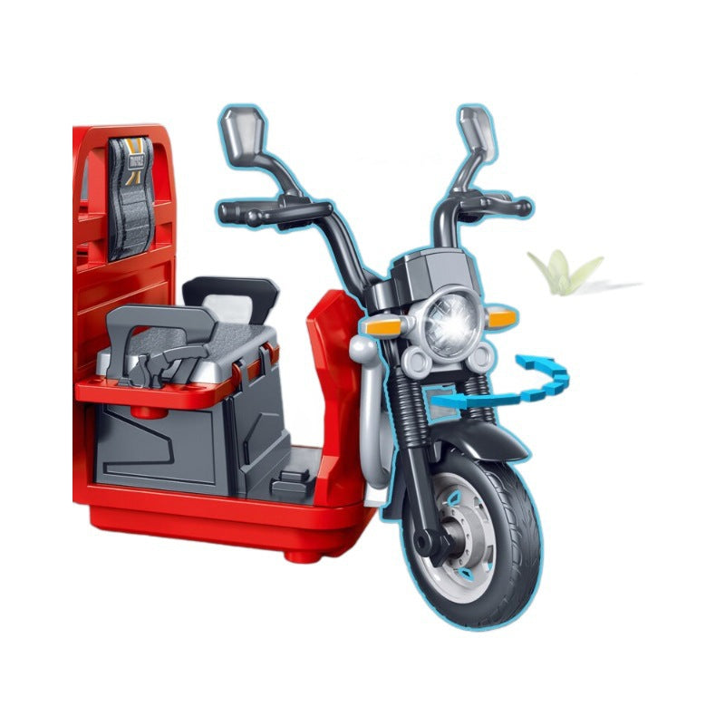 children's sound and light simulation tricycle inertia motorcycle three-trip cargo express vehicle model ornaments wholesale