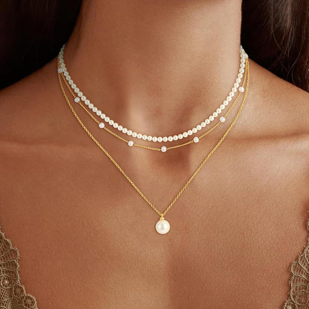 Amazon summer new arrival bestseller copper multi-layer pearl pendant necklace women's necklace daily versatile birthday gift