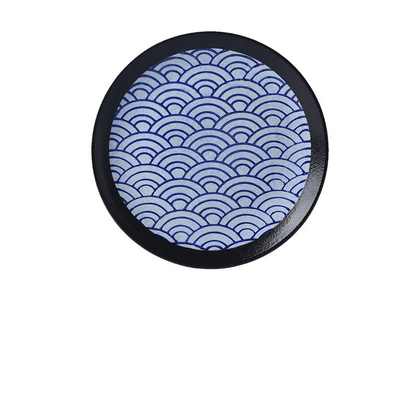 Japanese retro ceramic western dinner plate steak plate restaurant home hand-painted wave pattern unique ceramic sample room display plate