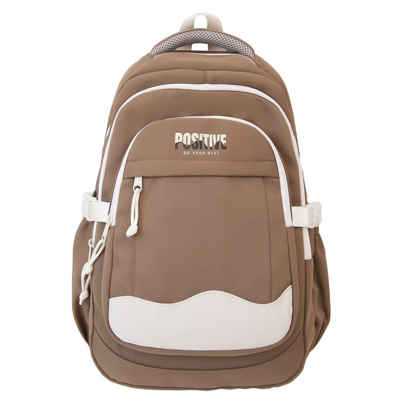 Autumnew arrival backpack female college student school bag high-looking contrast color dopamine sweet girl lightweight backpack