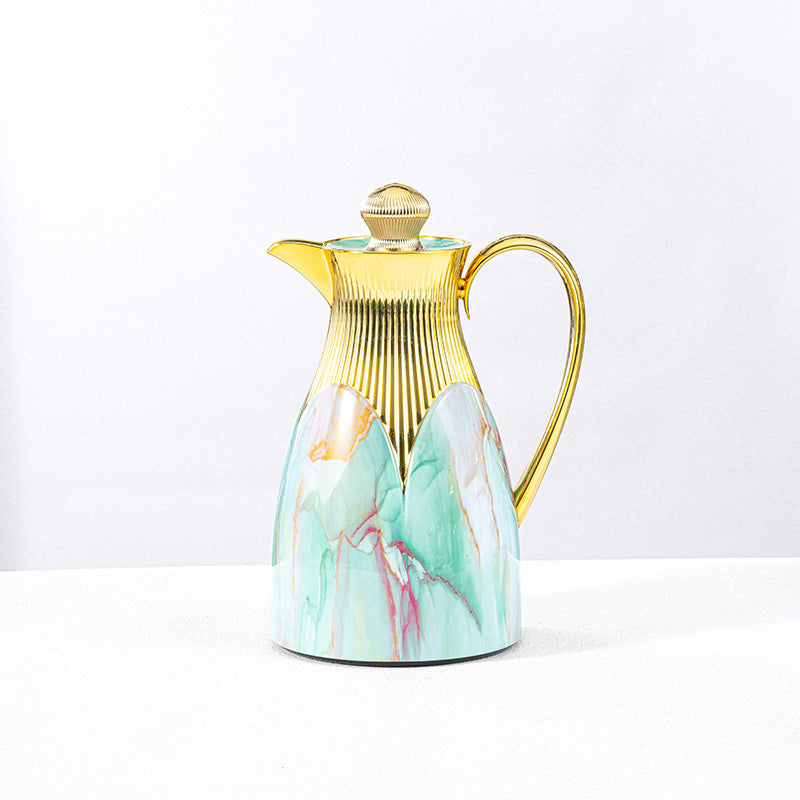 Wholesale cross-border luxury insulated kettle: large capacity coffee pot for home and commercial use, insulated water kettle with logo, gold teapot