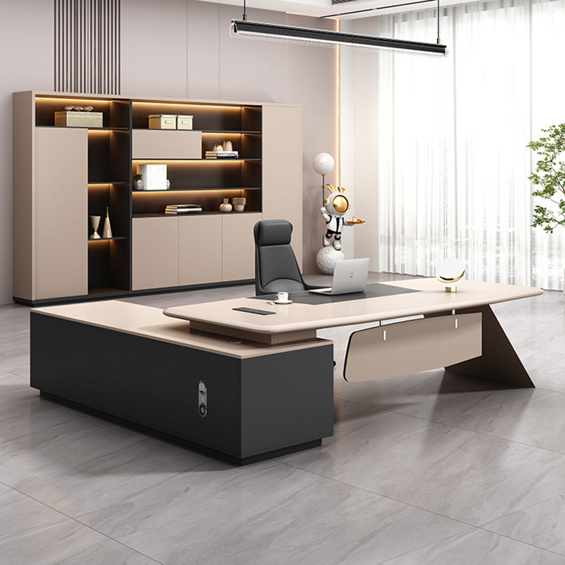 Piano lacquer office desk - designer creative high-end executive desk - stylish white manager supervisor executive desk
