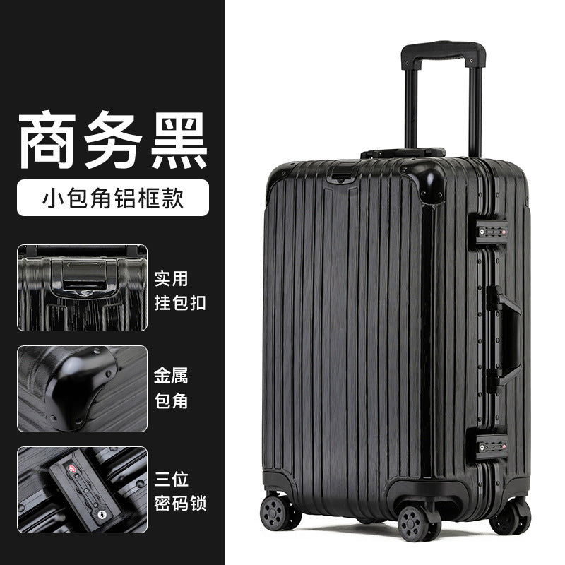 Cup holder aluminum frame suitcase women's scratch-resistant wear-resistant trolley case men's universal wheel password case fashion travel box trend