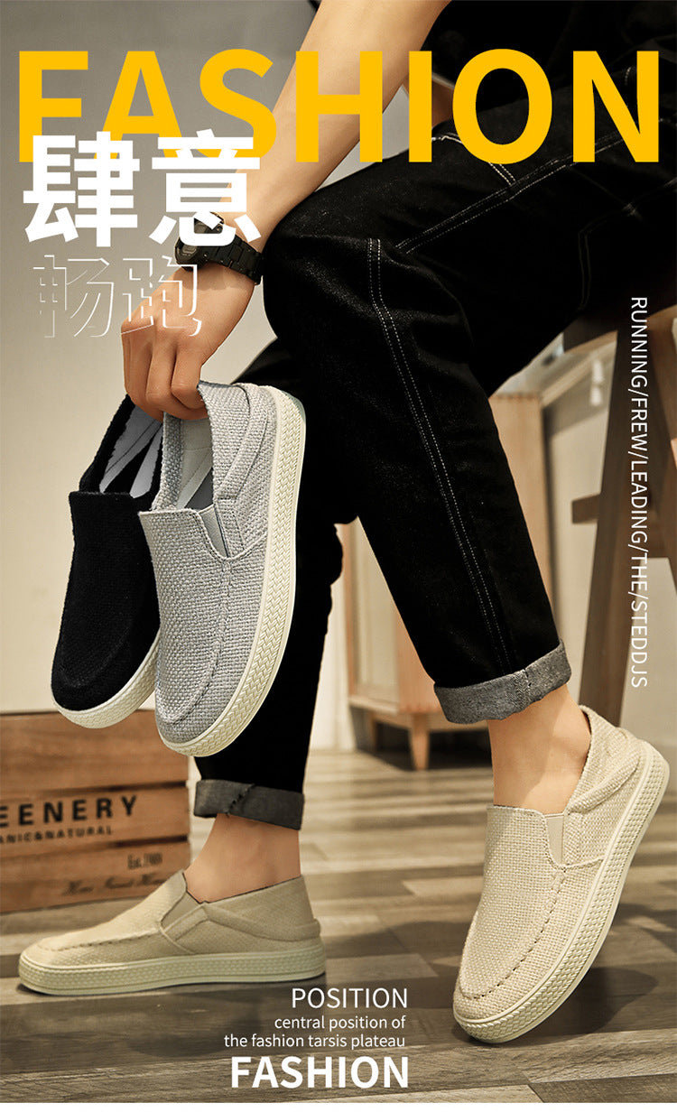 Canvas men's shoes summer linen shoes old beijing slip-on men's sports casual board shoes easiest for match lazy trendy shoes