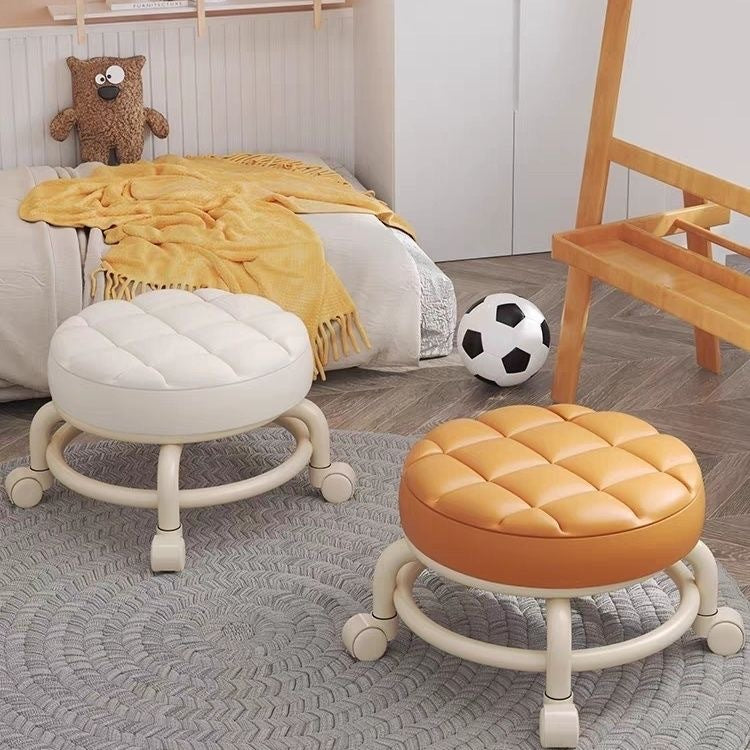For homeuniversal wheel small stool with wheel beautiful seam stool silent wheel low stool with baby learning to walk stool four-wheel small bench