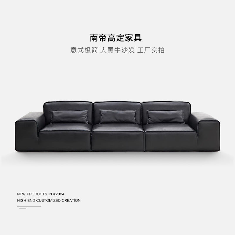 Yadao heritage big black cow sofa xiatu full genuine leather shi zeng feitian big brand house classy living room leather sofa