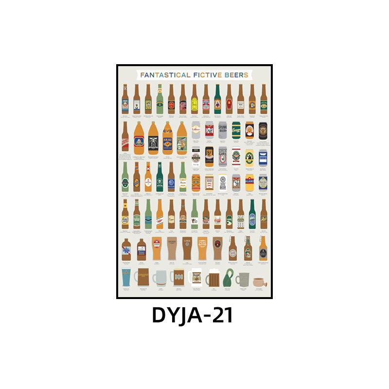 Bar background wall decorative painting American retro KTV box hanging painting industrial style nightclub foreign wine whiskey mural