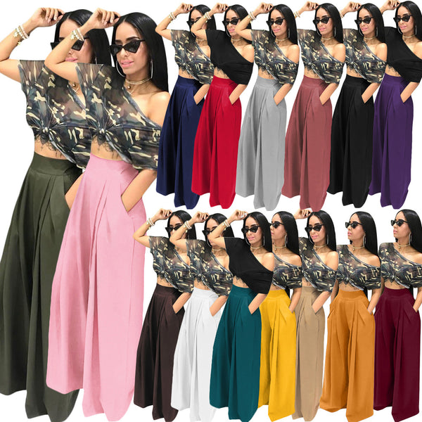 S2018 hot-selling fashion personalized horn trousers wide-footed casual trousers, autumn and winter wide-footed trousers 14 colors optional
