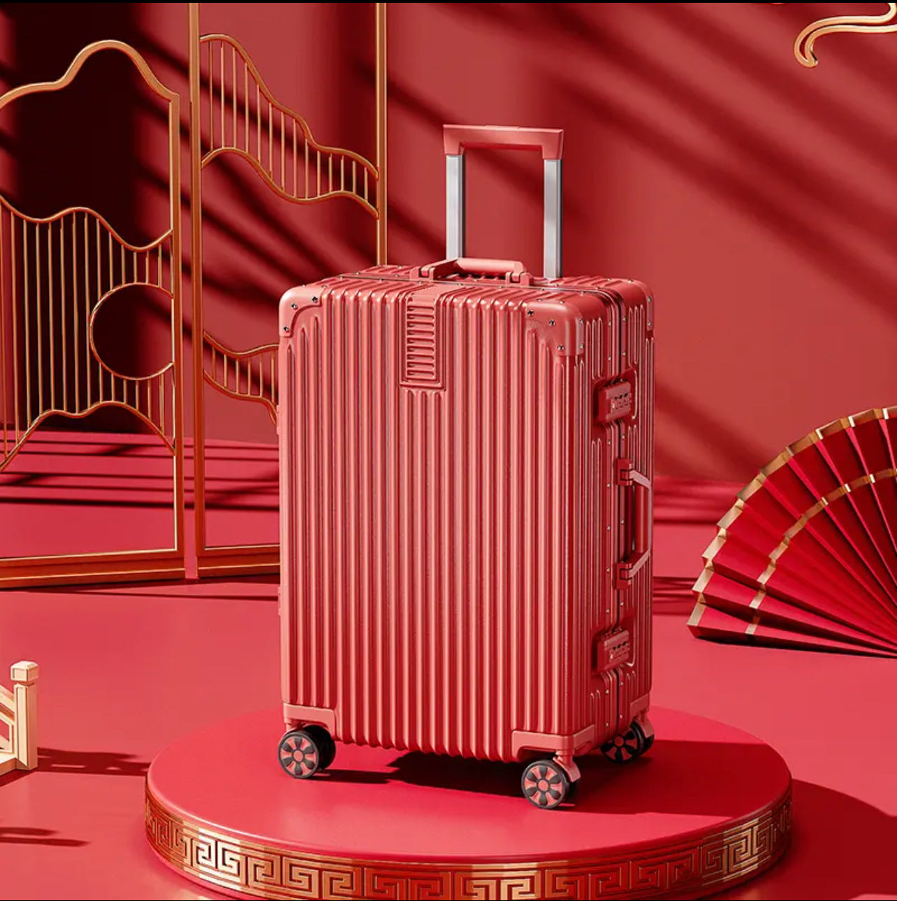 Marriage suitcase Women's 20-inch dowry trolley case Red box Bridal dowry case Large capacity password box