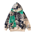 Boys' hooded sweatshirt - spring/autumn style,  new collection, mid-to-large children's autumn/winter collection, boys' autumn apparel, fleece-lined top, trendy brand