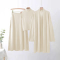 Korean style casual knit sweater set for women - new autumn/winter collection: high neck vest, midi skirt, and inner layer three-piece set